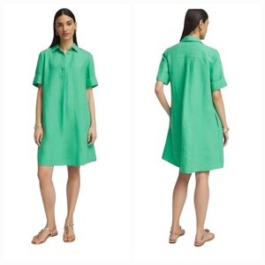 CHICO'S Linen Popover Collared Shirt Dress Size US 8